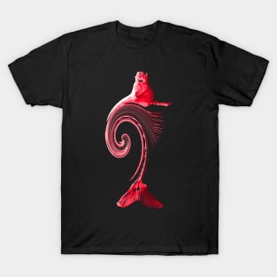 Curved Fish Red T-Shirt